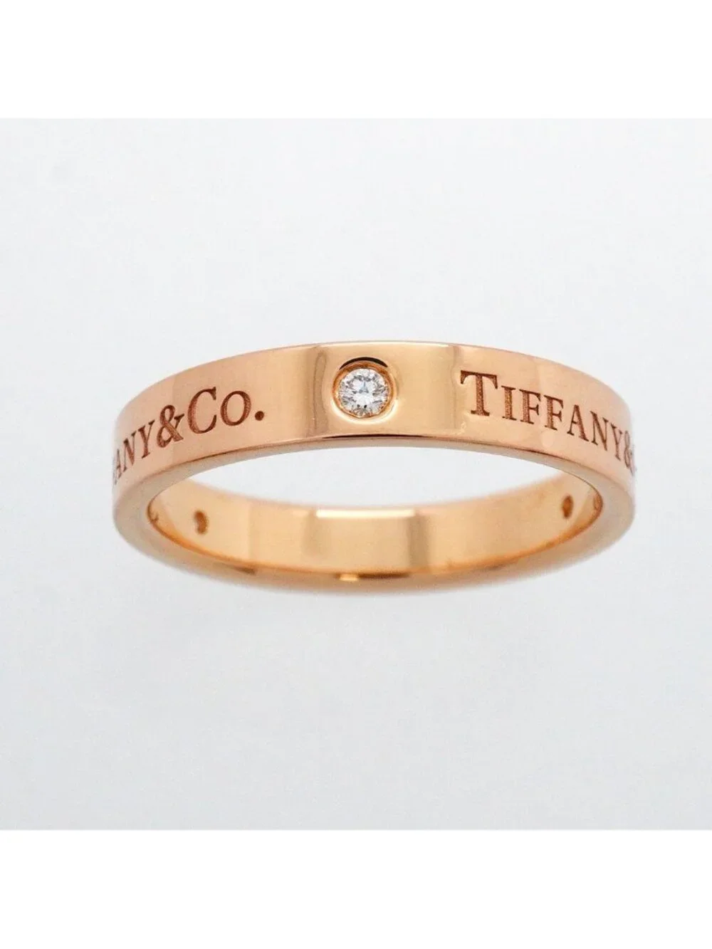 Tiffany & Co Ring Flat Band 18k Pink Gold Diamond